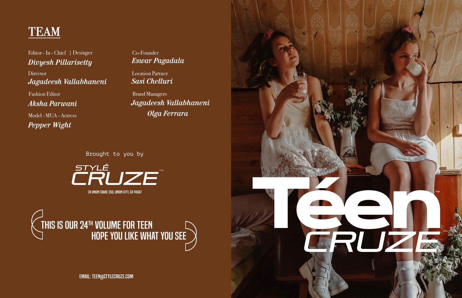 Téen Cruze magazine — opening spread