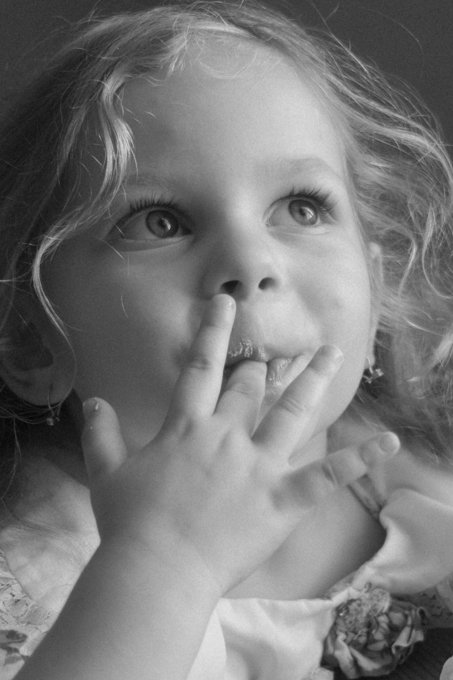 Black and white portrait of a child